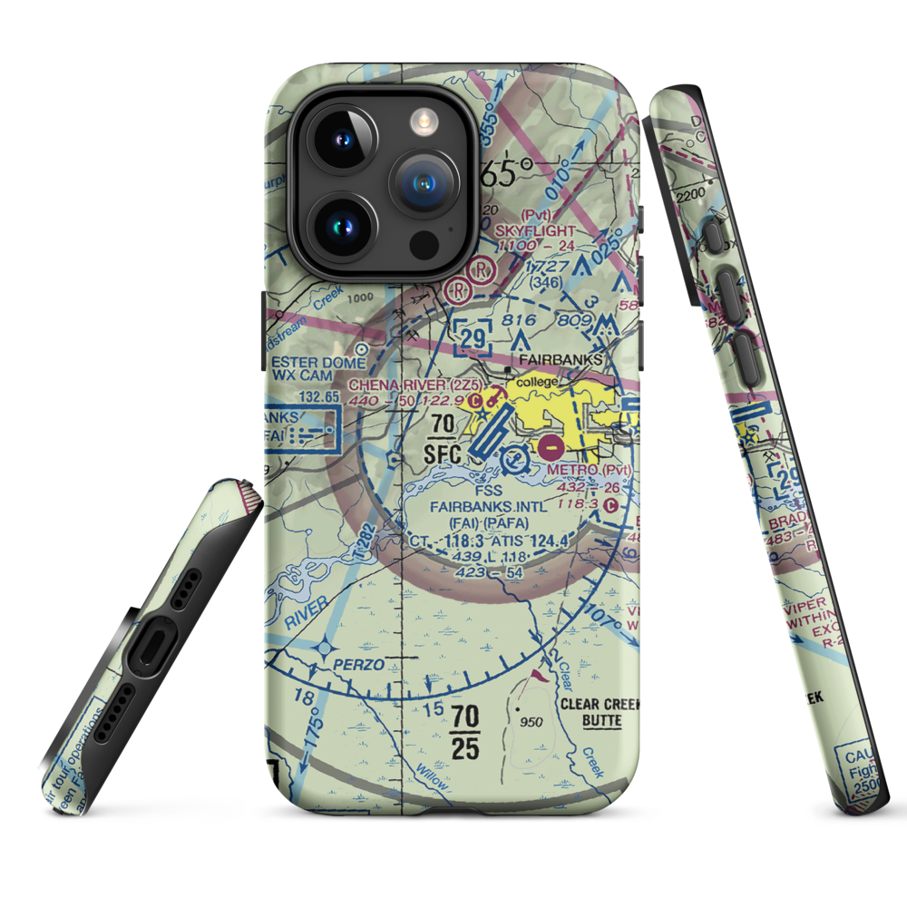 Chena Marina Airport (AK28) VFR Sectional  Tough iPhone Case iPhone 15 Pro Max model shown
