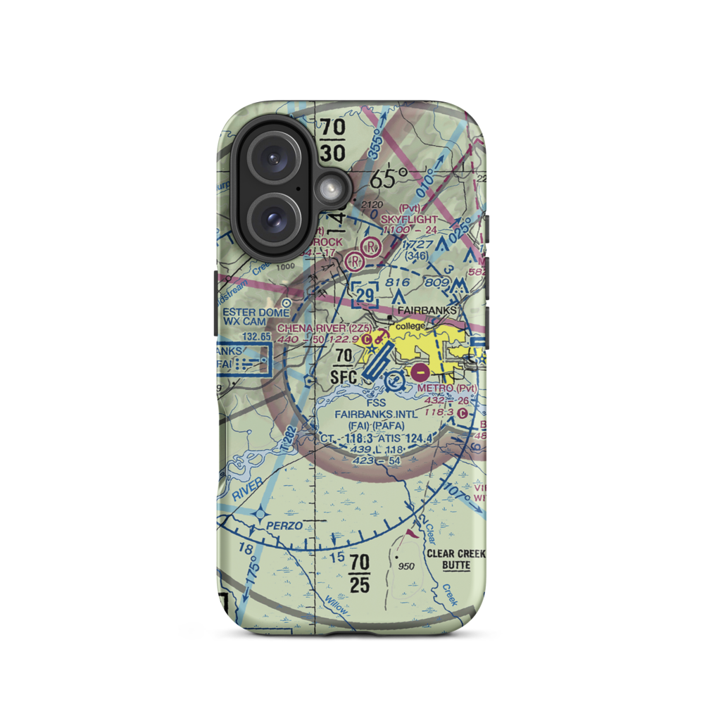 Chena Marina Airport (AK28) VFR Sectional  Tough iPhone Case iPhone 16 model shown
