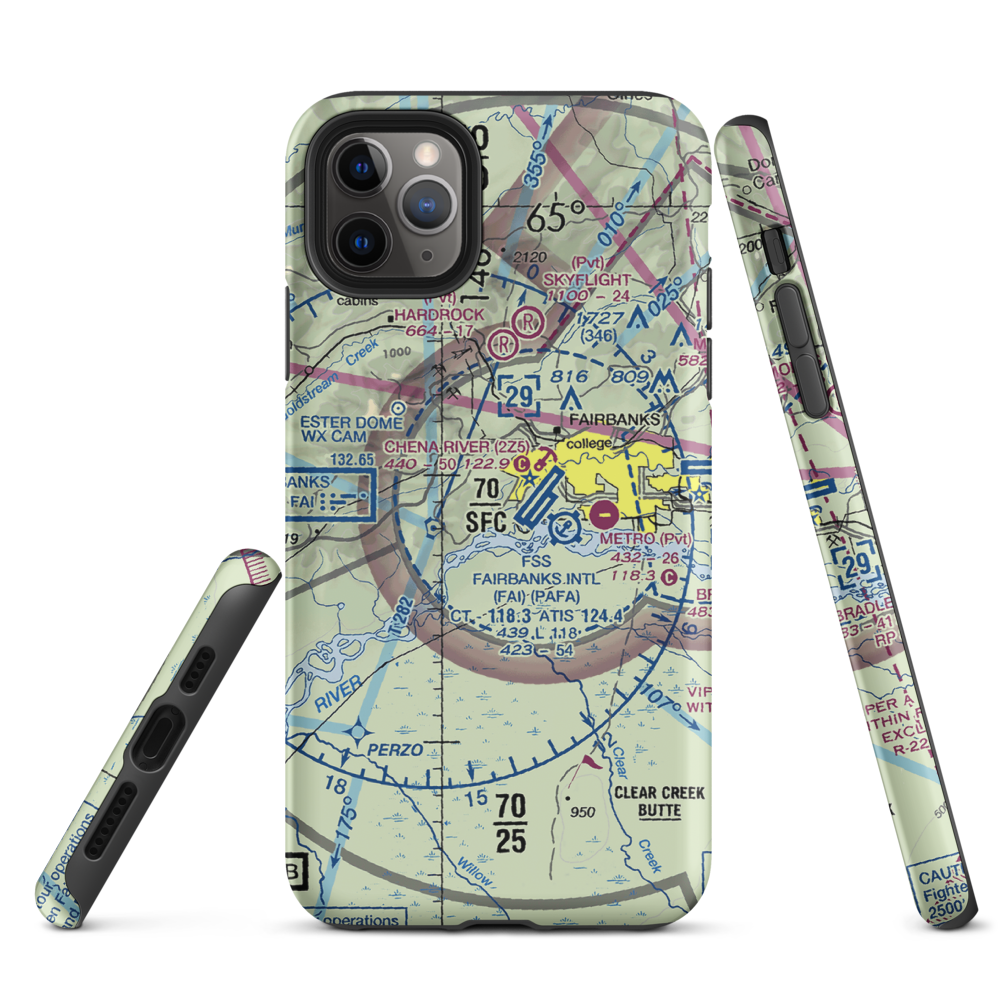 Chena Marina Airport (AK28) VFR Sectional  Tough iPhone Case iPhone 11 Pro Max model shown