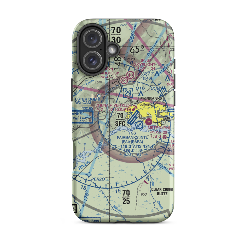 Chena Marina Airport (AK28) VFR Sectional  Tough iPhone Case iPhone 16 Plus model shown