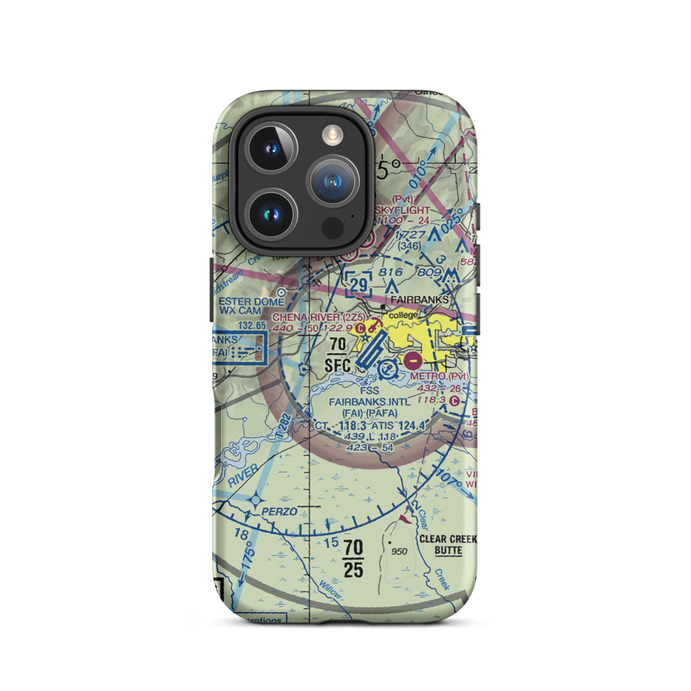 Chena Marina Airport (AK28) VFR Sectional  Tough iPhone Case iPhone 16 Pro model shown