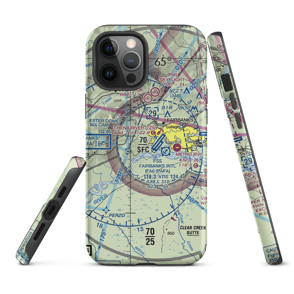 Chena Marina Airport (AK28) VFR Sectional  Tough iPhone Case iPhone 12 Pro Max model shown