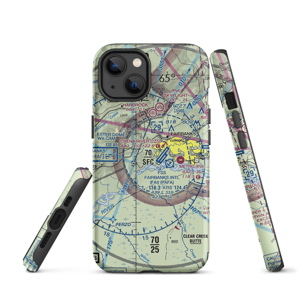 Chena Marina Airport (AK28) VFR Sectional  Tough iPhone Case iPhone 13 model shown