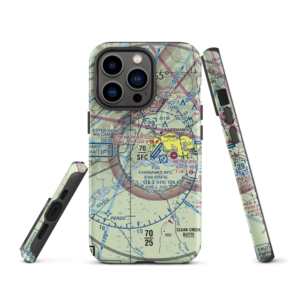 Chena Marina Airport (AK28) VFR Sectional  Tough iPhone Case iPhone 13 Pro model shown
