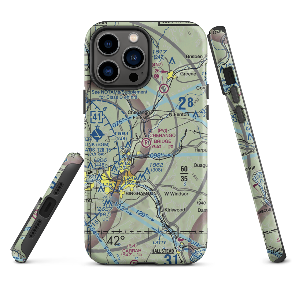 Chenango Bridge Airport (1NK8) VFR Sectional  Tough iPhone Case iPhone 13 Pro Max model shown