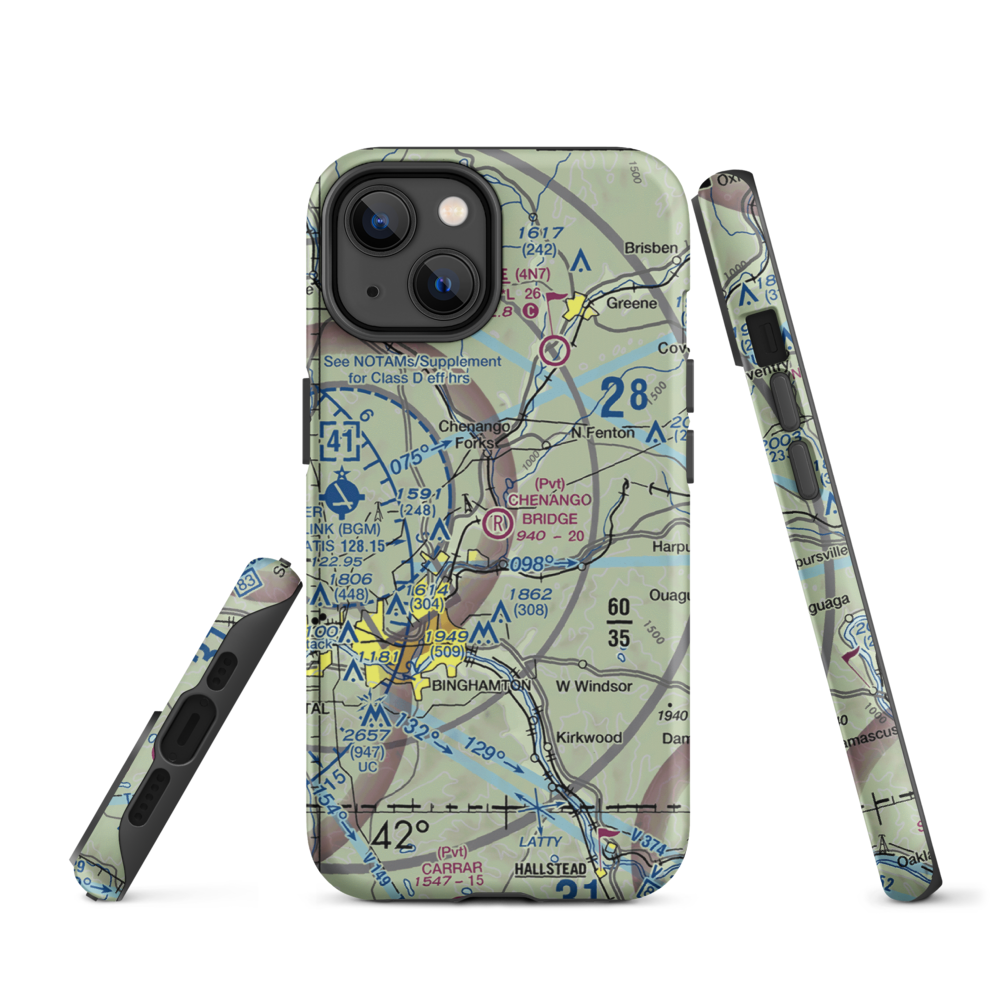 Chenango Bridge Airport (1NK8) VFR Sectional  Tough iPhone Case iPhone 14 model shown