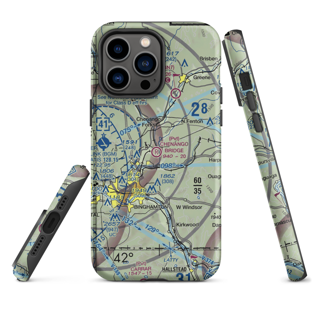 Chenango Bridge Airport (1NK8) VFR Sectional  Tough iPhone Case iPhone 14 Pro Max model shown