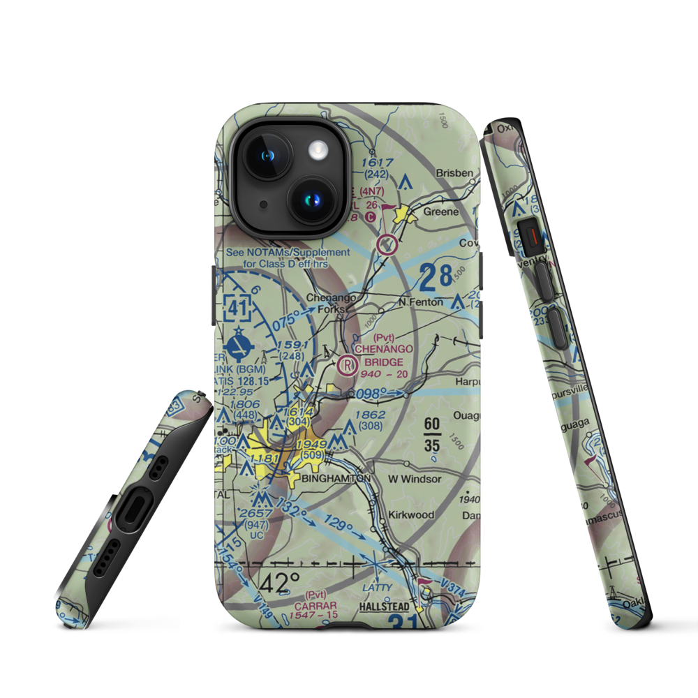 Chenango Bridge Airport (1NK8) VFR Sectional  Tough iPhone Case iPhone 15 model shown