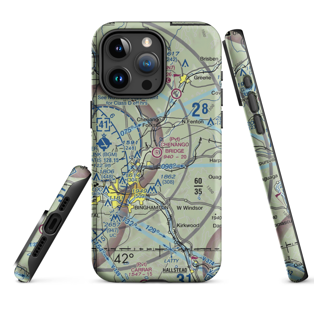 Chenango Bridge Airport (1NK8) VFR Sectional  Tough iPhone Case iPhone 15 Pro Max model shown