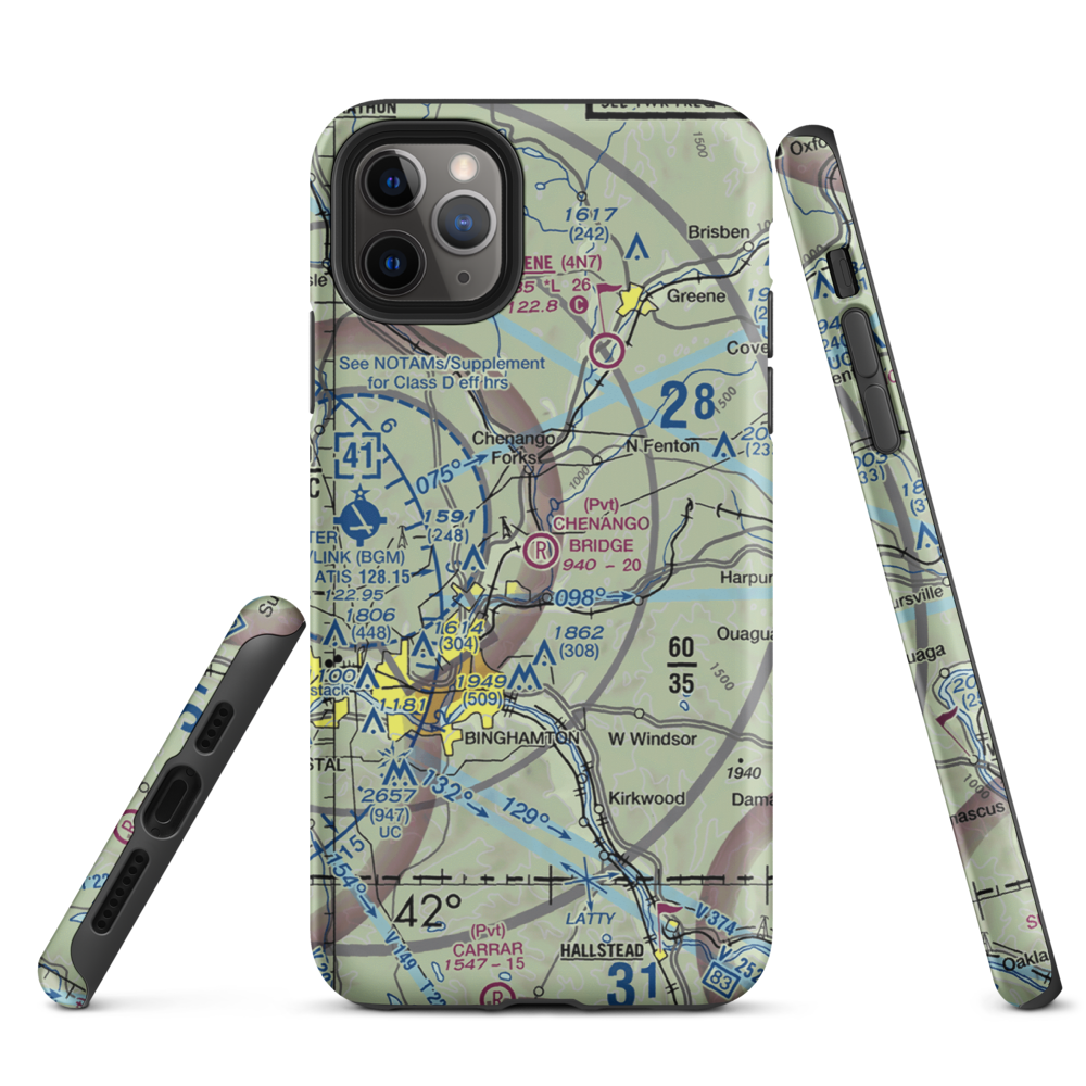 Chenango Bridge Airport (1NK8) VFR Sectional  Tough iPhone Case iPhone 11 Pro Max model shown