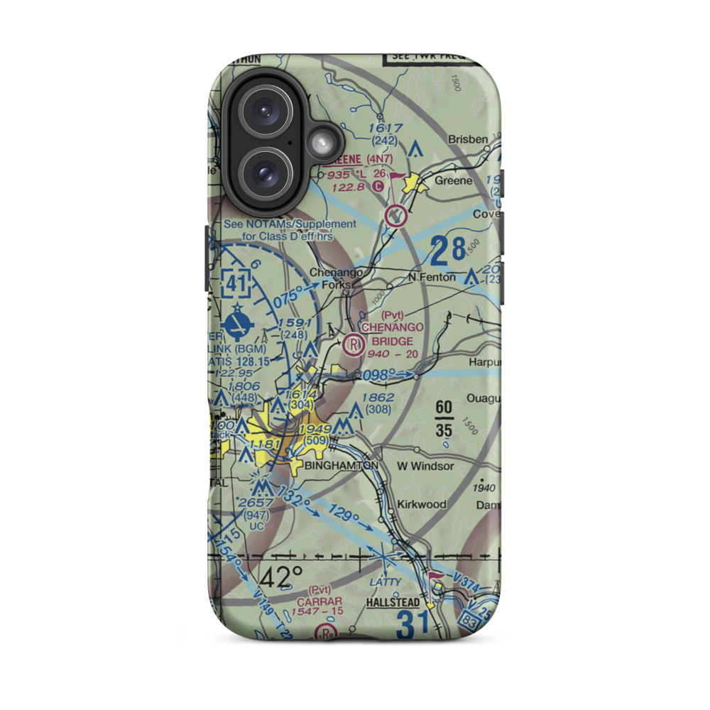 Chenango Bridge Airport (1NK8) VFR Sectional  Tough iPhone Case iPhone 16 Plus model shown