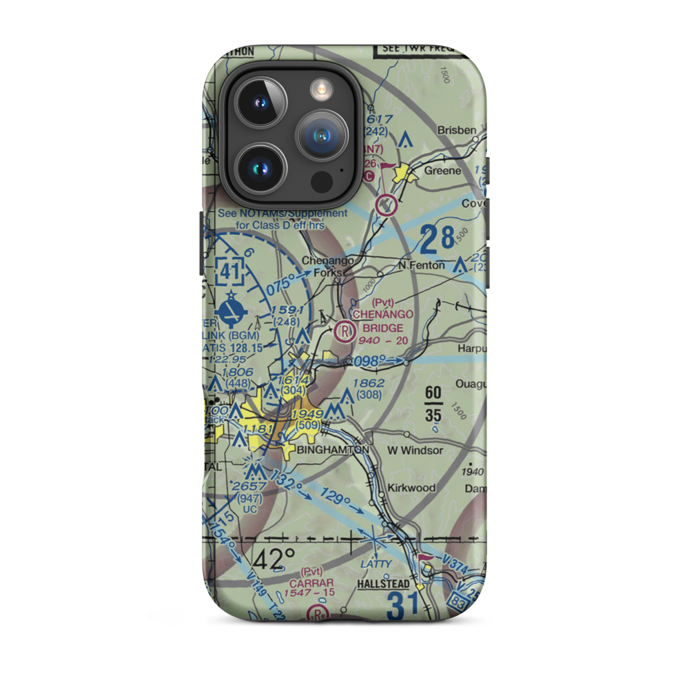 Chenango Bridge Airport (1NK8) VFR Sectional  Tough iPhone Case iPhone 16 Pro Max model shown