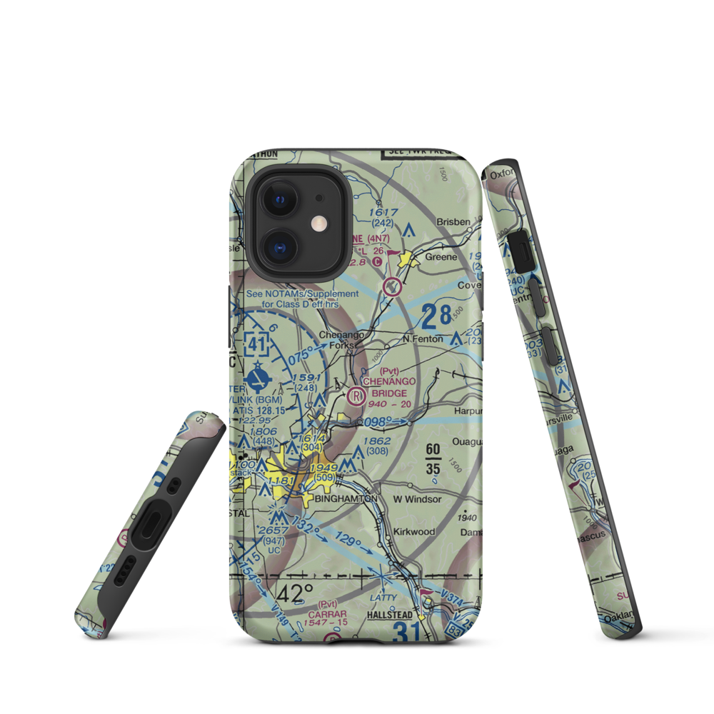 Chenango Bridge Airport (1NK8) VFR Sectional  Tough iPhone Case iPhone 12 mini model shown