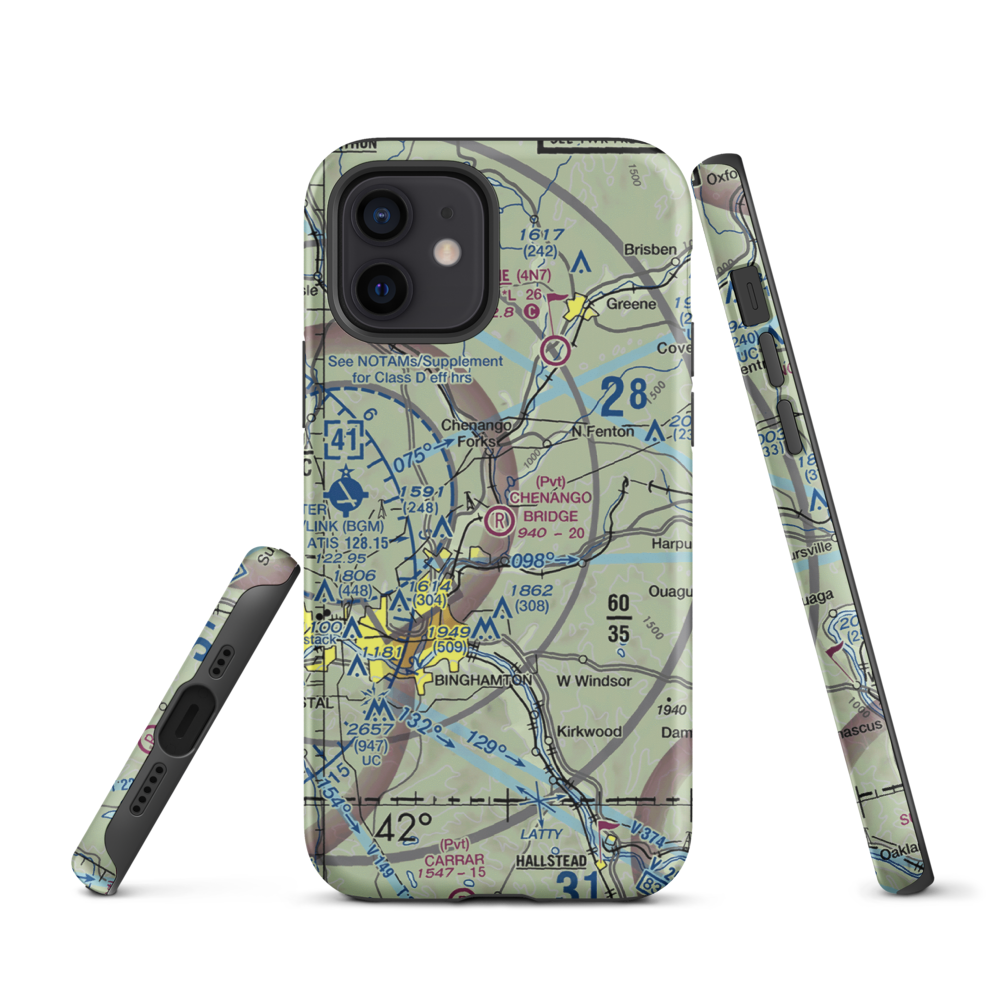 Chenango Bridge Airport (1NK8) VFR Sectional  Tough iPhone Case iPhone 12 model shown