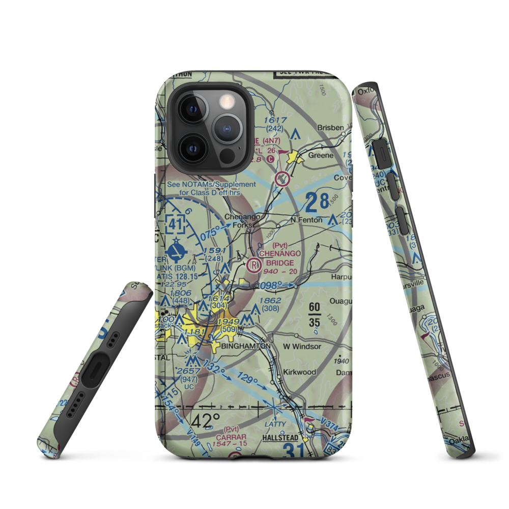 Chenango Bridge Airport (1NK8) VFR Sectional  Tough iPhone Case iPhone 12 Pro model shown
