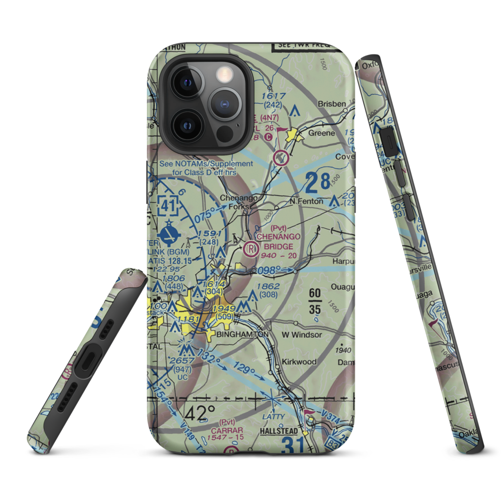 Chenango Bridge Airport (1NK8) VFR Sectional  Tough iPhone Case iPhone 12 Pro Max model shown