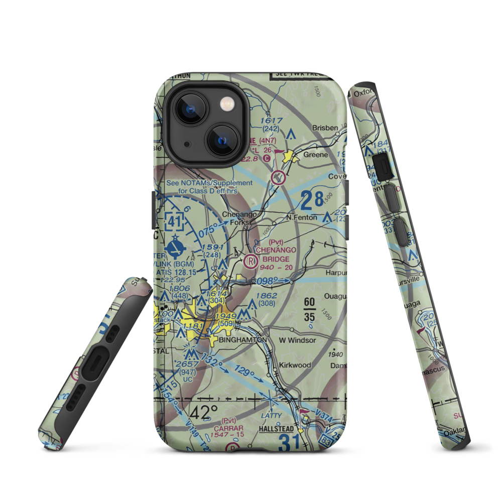 Chenango Bridge Airport (1NK8) VFR Sectional  Tough iPhone Case iPhone 13 model shown