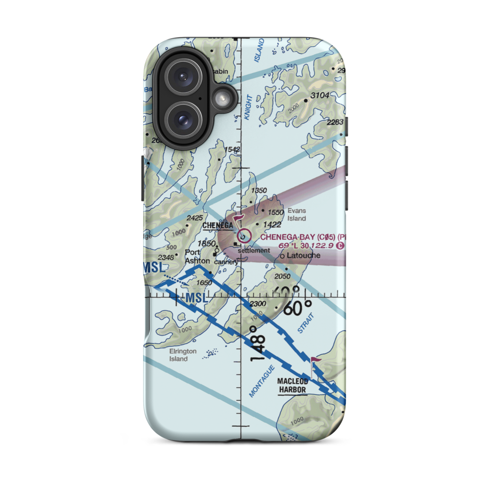 Chenega Bay Airport (C05) VFR Sectional  Tough iPhone Case iPhone 16 Plus model shown