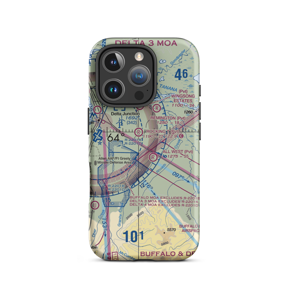 Cherokee Airport (45AK) VFR Sectional  Tough iPhone Case iPhone 16 Pro model shown