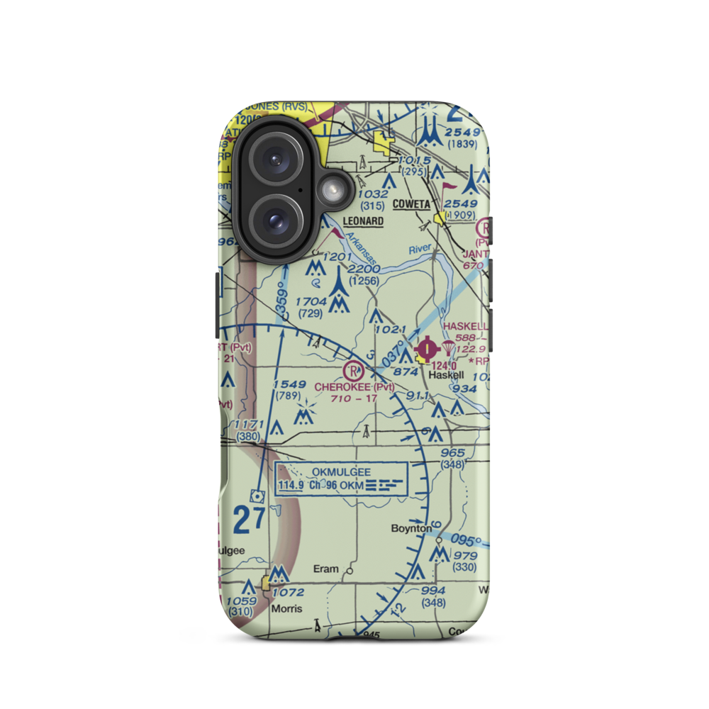 Cherokee Ranch Airport (OK25) VFR Sectional  Tough iPhone Case iPhone 16 model shown
