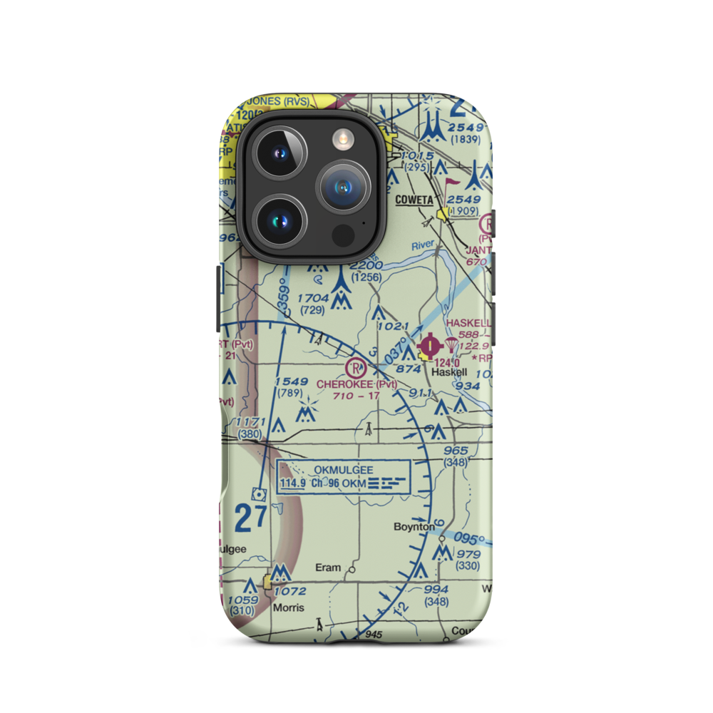 Cherokee Ranch Airport (OK25) VFR Sectional  Tough iPhone Case iPhone 16 Pro model shown