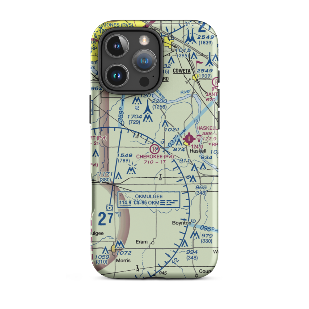 Cherokee Ranch Airport (OK25) VFR Sectional  Tough iPhone Case iPhone 16 Pro Max model shown