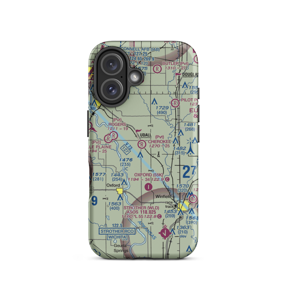 Cherokee Strip (18KS) VFR Sectional  Tough iPhone Case iPhone 16 model shown