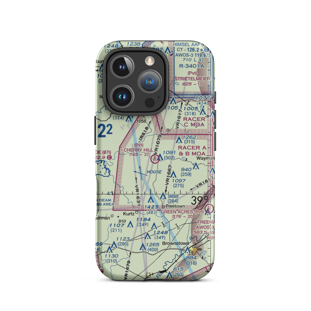 Cherry Hill Airport (40IN) VFR Sectional  Tough iPhone Case iPhone 16 Pro model shown