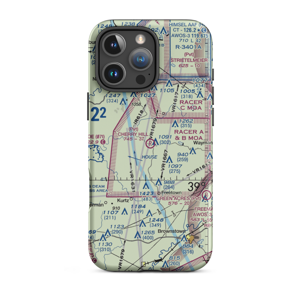 Cherry Hill Airport (40IN) VFR Sectional  Tough iPhone Case iPhone 16 Pro Max model shown