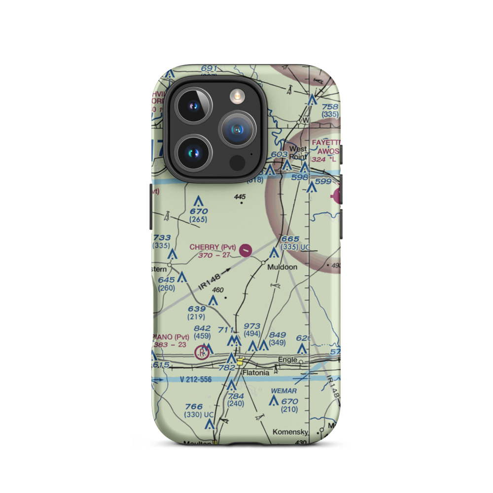 Cherry Spraying Service Airport (XS24) VFR Sectional  Tough iPhone Case iPhone 16 Pro model shown