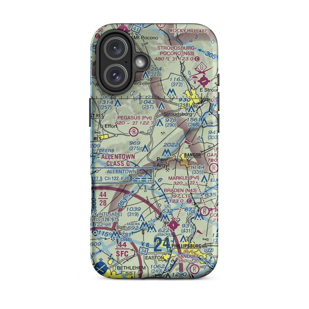 Cherry Valley Airport (65PA) VFR Sectional  Tough iPhone Case iPhone 16 Plus model shown
