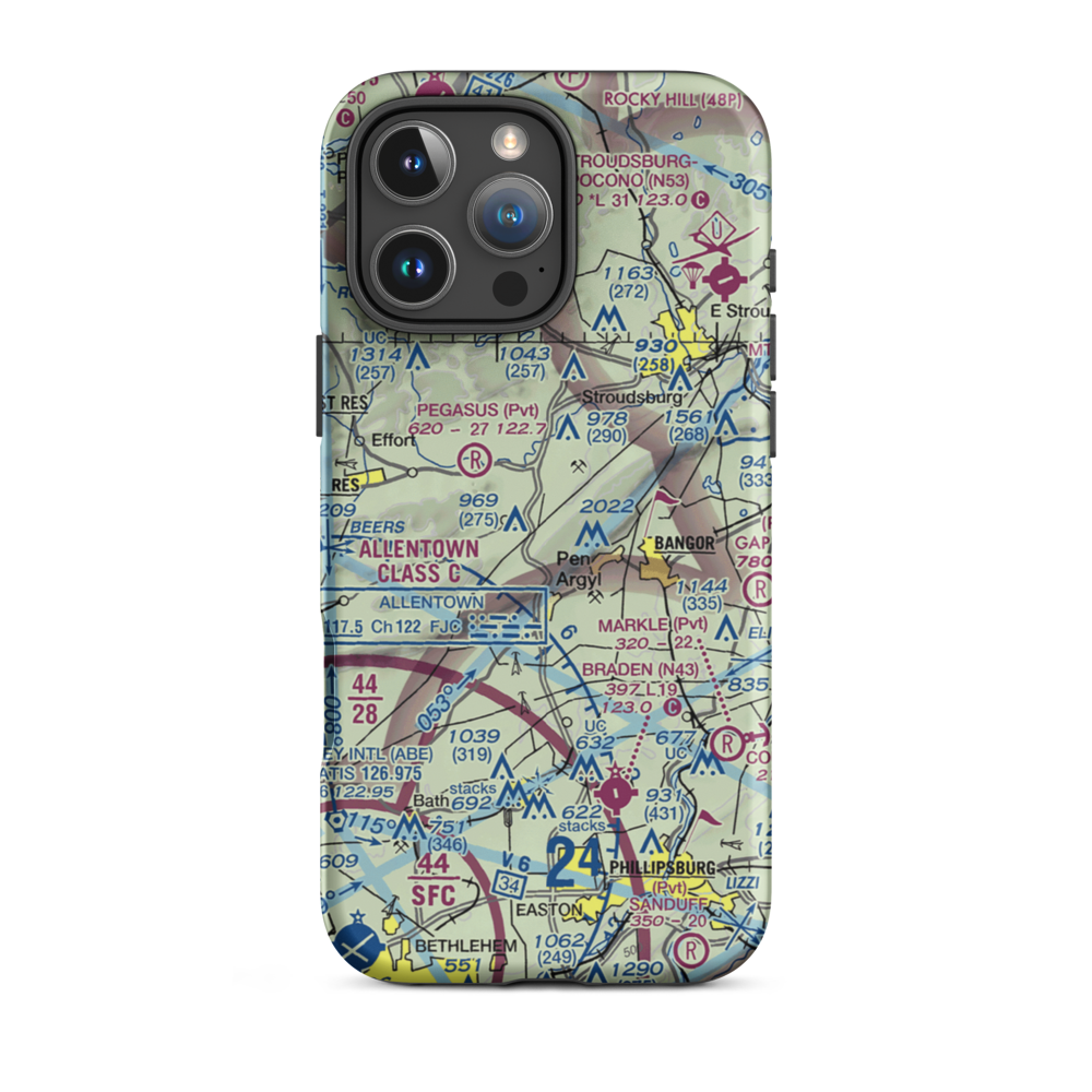 Cherry Valley Airport (65PA) VFR Sectional  Tough iPhone Case iPhone 16 Pro Max model shown