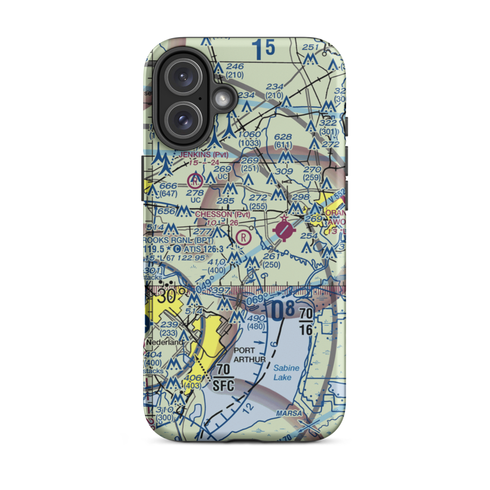Chesson Airport (XS33) VFR Sectional  Tough iPhone Case iPhone 16 Plus model shown