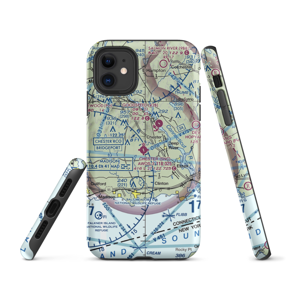 Chester Airport (SNC) VFR Sectional  Tough iPhone Case iPhone 11 model shown