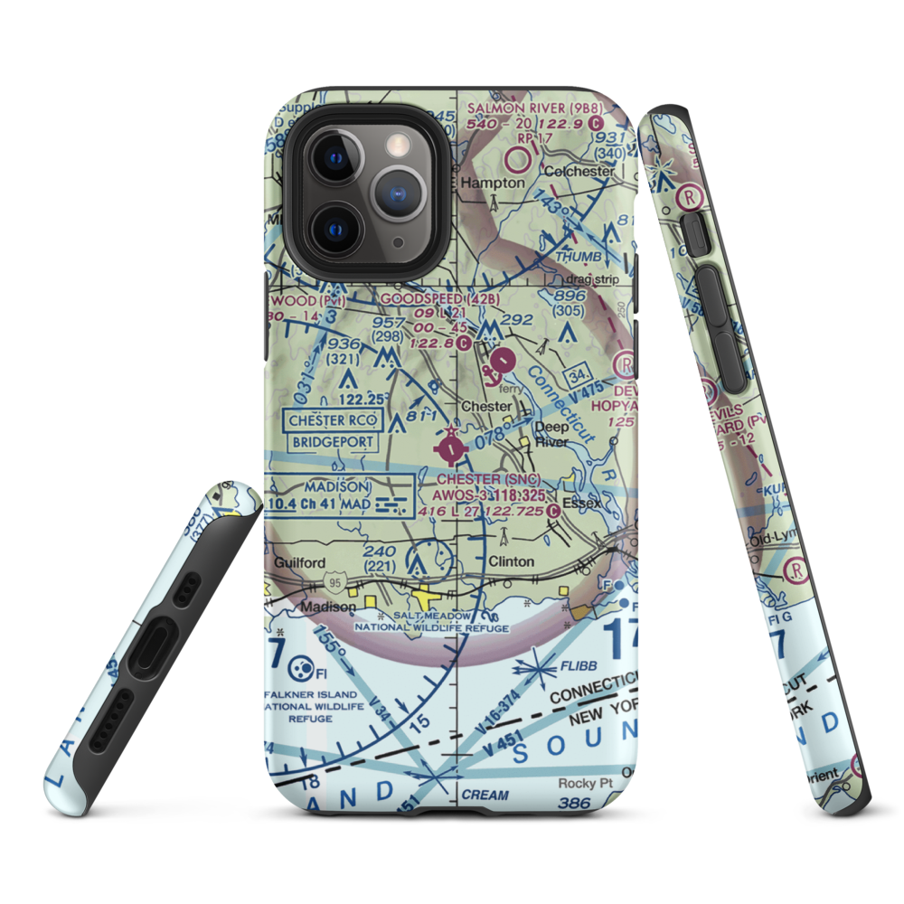 Chester Airport (SNC) VFR Sectional  Tough iPhone Case iPhone 11 Pro model shown