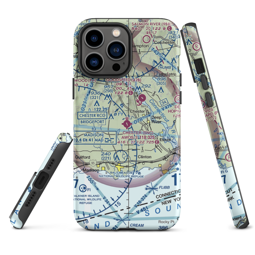 Chester Airport (SNC) VFR Sectional  Tough iPhone Case iPhone 13 Pro Max model shown