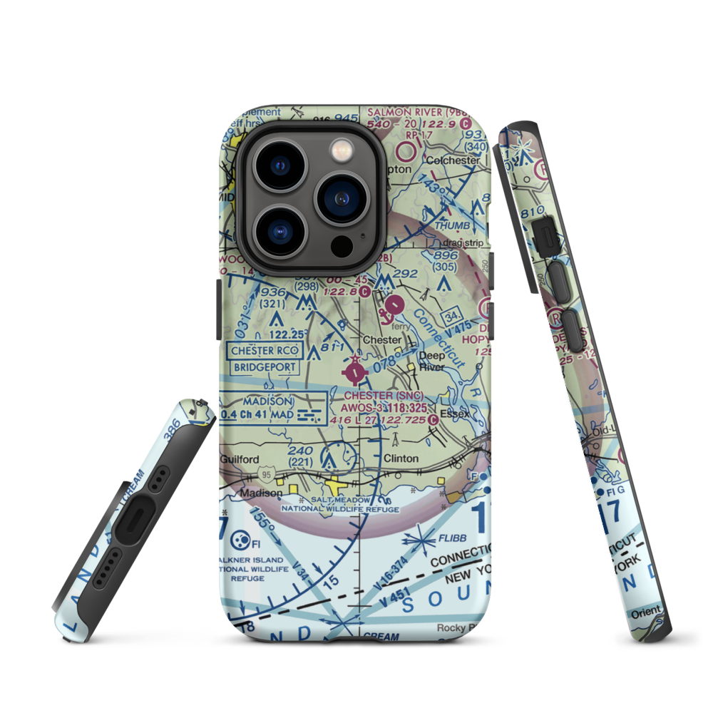 Chester Airport (SNC) VFR Sectional  Tough iPhone Case iPhone 14 Pro model shown