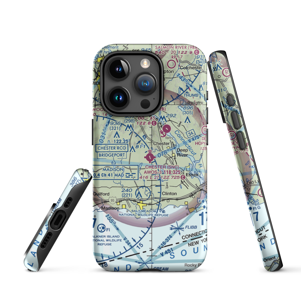 Chester Airport (SNC) VFR Sectional  Tough iPhone Case iPhone 15 Pro model shown