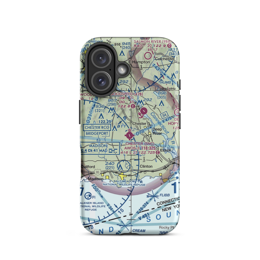Chester Airport (SNC) VFR Sectional  Tough iPhone Case iPhone 16 model shown