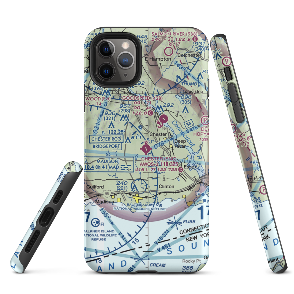 Chester Airport (SNC) VFR Sectional  Tough iPhone Case iPhone 11 Pro Max model shown
