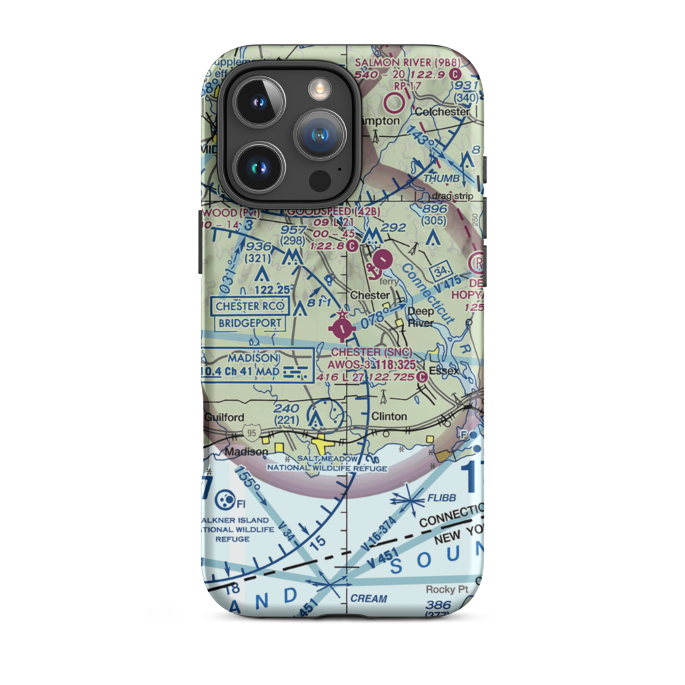 Chester Airport (SNC) VFR Sectional  Tough iPhone Case iPhone 16 Pro Max model shown