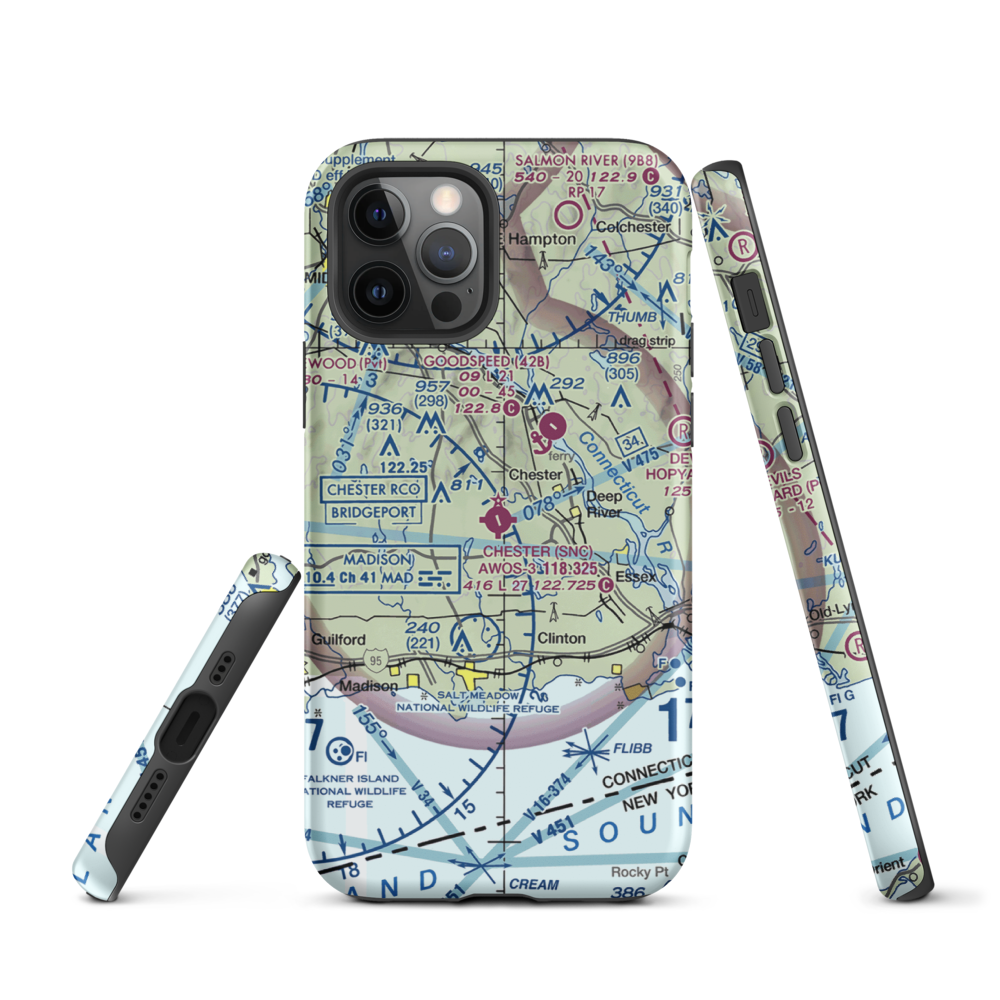 Chester Airport (SNC) VFR Sectional  Tough iPhone Case iPhone 12 Pro model shown