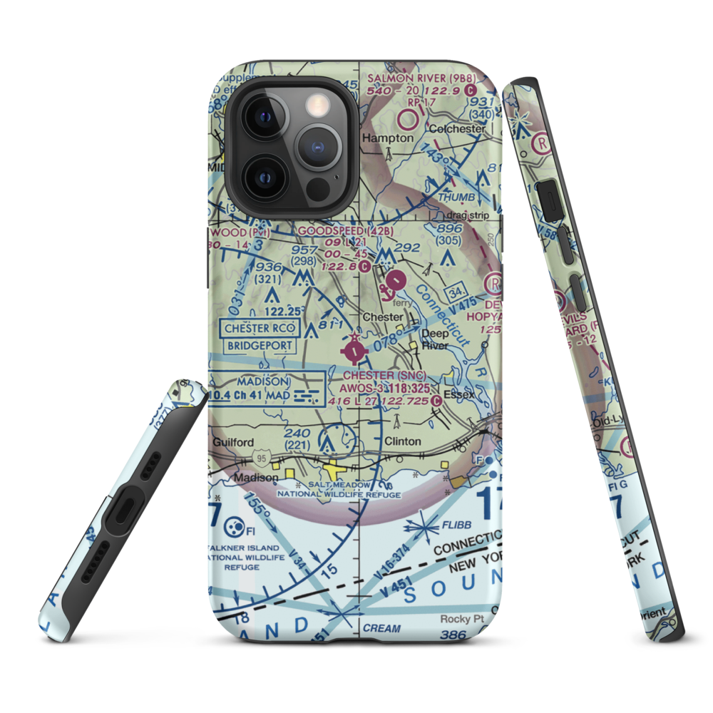 Chester Airport (SNC) VFR Sectional  Tough iPhone Case iPhone 12 Pro Max model shown