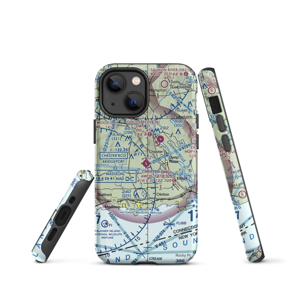 Chester Airport (SNC) VFR Sectional  Tough iPhone Case iPhone 13 mini model shown