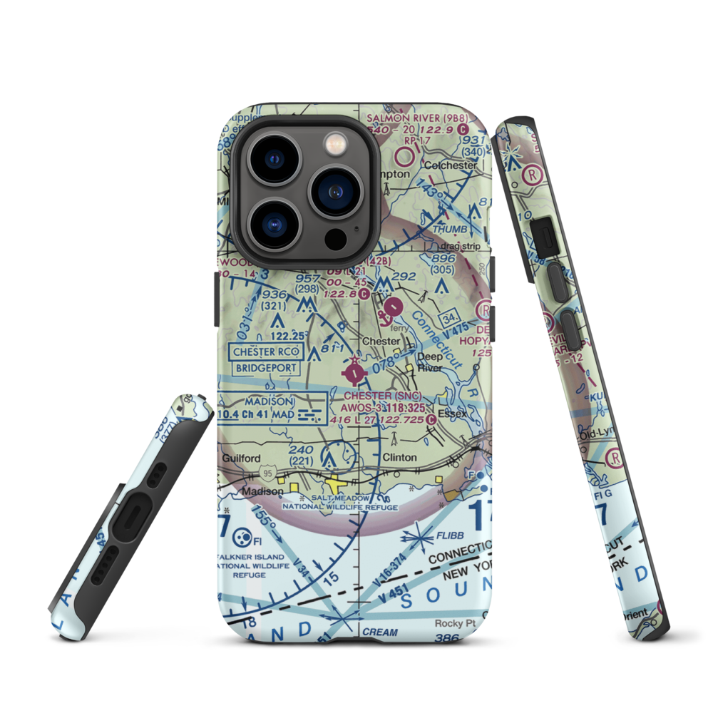 Chester Airport (SNC) VFR Sectional  Tough iPhone Case iPhone 13 Pro model shown