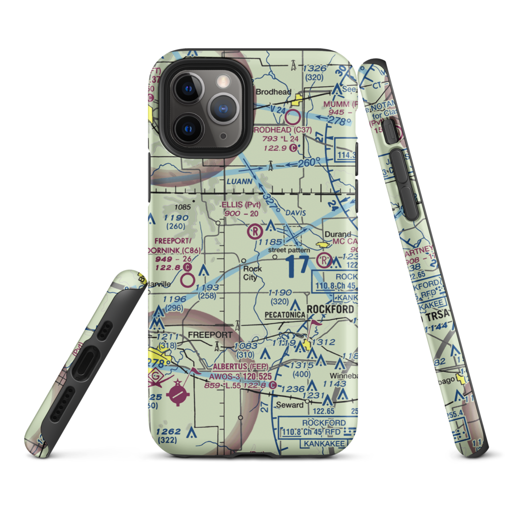 Chester Wyss Airport (LL75) VFR Sectional  Tough iPhone Case iPhone 11 Pro model shown