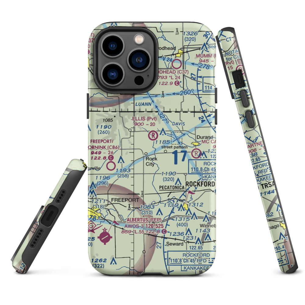 Chester Wyss Airport (LL75) VFR Sectional  Tough iPhone Case iPhone 13 Pro Max model shown