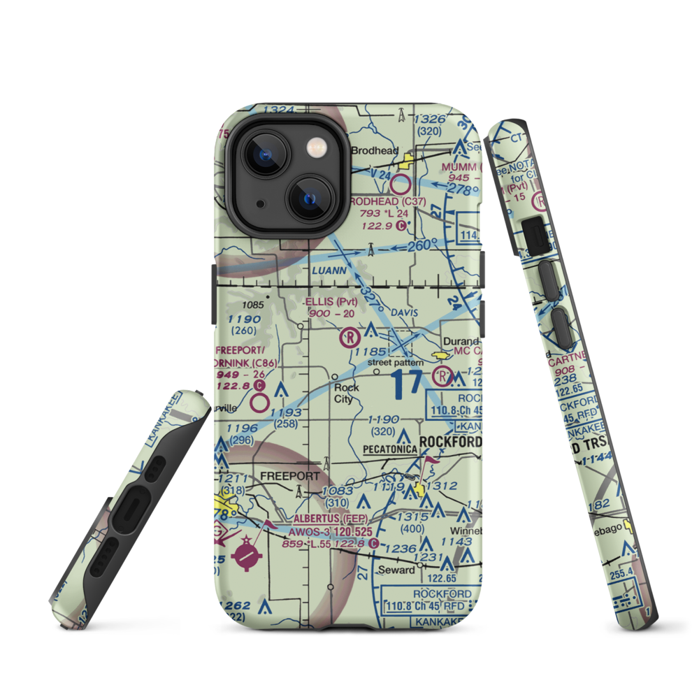 Chester Wyss Airport (LL75) VFR Sectional  Tough iPhone Case iPhone 14 model shown