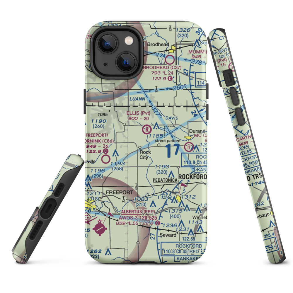 Chester Wyss Airport (LL75) VFR Sectional  Tough iPhone Case iPhone 14 Plus model shown