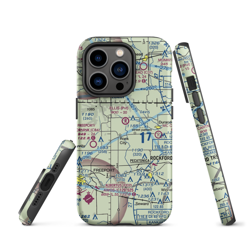 Chester Wyss Airport (LL75) VFR Sectional  Tough iPhone Case iPhone 14 Pro model shown